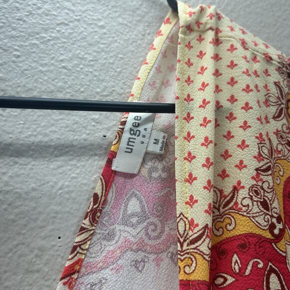 UMGEE Dress SZ M Yellow Deep V-Neck  Cottagecore Boho Peasant Spanish Festival - Picture 7 of 10